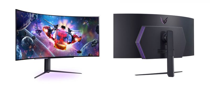 Das 45-Zoll-OLED-Panel im Ultragear 45GR95QE besitzt ein feste Krümmung von 800R. Das neue Gaming-Flaggschiff schafft bei WQHD-Auflösung eine Bildwiederholfrequenz von bis zu 240 Hz. (Bild: LG)