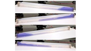 Researchers harvest more energy from waves by moving a liquid–solid nanogenerator’s electrode to the end of the tube where the water crashes. (Source: Adapted from ACS Energy Letters 2024, DOI: 10/1021.acsenergylett.4c00072)