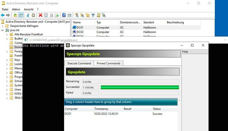 GPUpdate führt Verwaltungsaufgaben remote aus. (Joos / Specops Software)