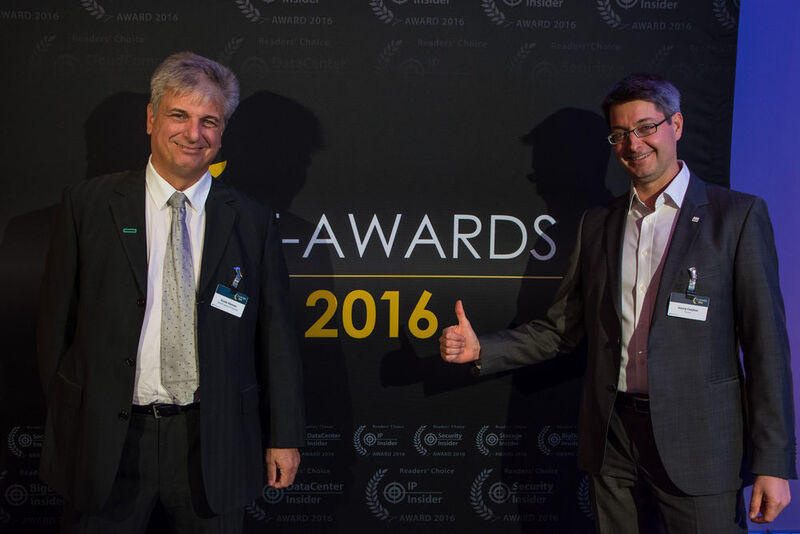 Guido Klenner von Hewlett Packard Enterprise (links im Bild) und Georg Csajkas von iTernity. (Dominik Sauer / VIT)