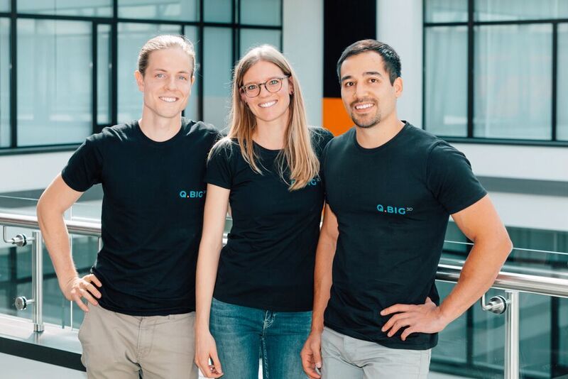 Das Gründerteam von Q.big 3D (v.l.): Dennis Herrmann (CEO), Katja Schlichting (CPO) und Michael Heel (CTO). (Fotofabrik Stuttgart)