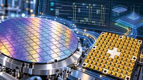 Noch gelten für die Entwicklung von Quantenprozessoren andere Voraussetzungen als für herkämmliche Halbleiter. Doch langfristig könnte Quantencomputing auch die Entwicklung klassischer Chips voranbringen.  (Bild: Dall-E / mit Bildmaterial von Intel und Classiq / KI-generiert)