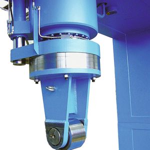 Der Hydraulikzylinder mit angeflanschter Pressrolle.