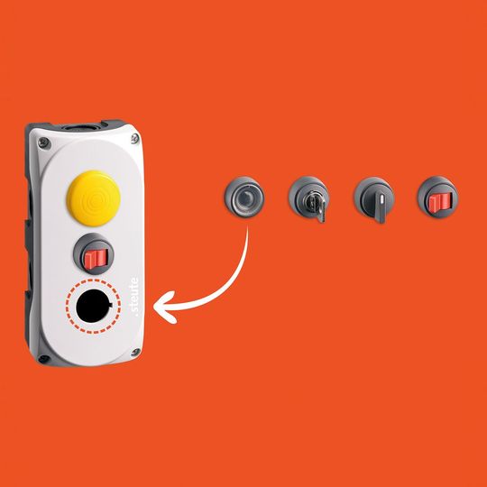 Online-Konfigurator für Bediensysteme: Der schnelle Weg zum kundenspezifischen Funk-Befehlsgerät(Bild:  Steute)