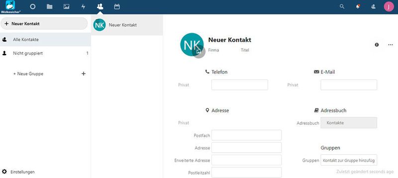 Anlegen von neuen Kontakten in Nextcloud bei Wolkesicher. (Joos)