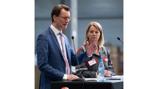 Grußworte von Hendrik Wüst, Ministerpräsident des Landes Nordrhein-Westfalen, anlässlich der feierlichen Inbetriebnahme der neuen Produktionsanlage für nachhaltige Hochleistungs-Kunststoffe. (Lanxess)