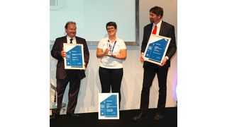 Die zwei Shortlist-Kandidaten und der Gewinner in der Kategorie Lebensmittelanalytik (v.l.n.r.): Axel Semrau mit Chronect LC-GC Interface, Knauer mit der HPAEC-PAD Applikation sowie Perkin Elmer LAS. (Bild: LABORPAXIS)