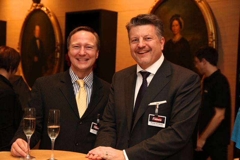 Magnus Michael (l.), MICHAELTELECOM, und Thomas von Baross, D-Link (IT-BUSINESS)
