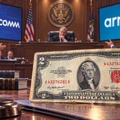 Vor Gericht erzielte Qualcomm im Rechtsstreit mit Arm einen Teilerfolg, bekommt aber nur einen symbolischen Schadenswert von 2 Dollar zugesprochen – vorerst. (Bild: Dall-E / KI-generiert)
