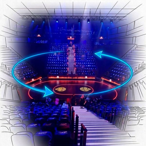 Für «The Hunger Games: On Stage» tragen und bewegen Antriebssysteme mit Stöber Kegelradgetrieben Tribünenblöcke mit einer dynamischen Last von bis zu 26 Tonnen – Platz für bis zu 112 Zuschauer pro Block. (Bild: Stöber)