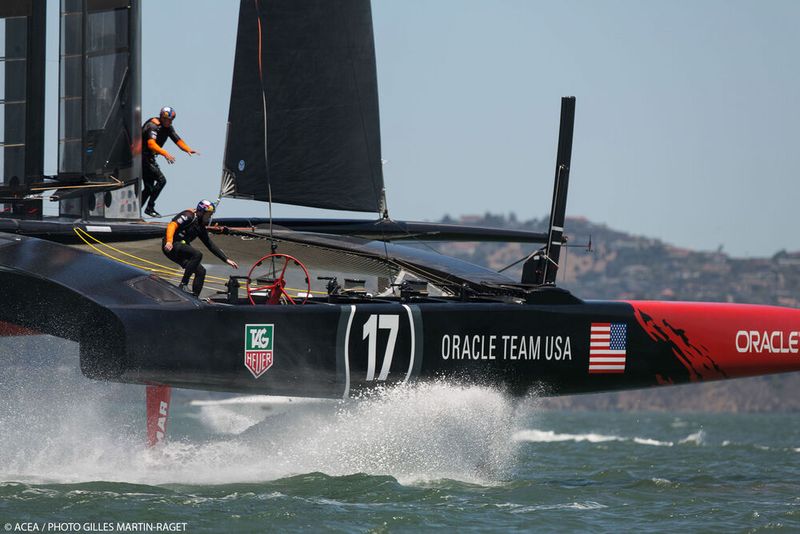 Hightech-Segelboot mit viel Elektronik an Bord: AC72 ( ACEA)