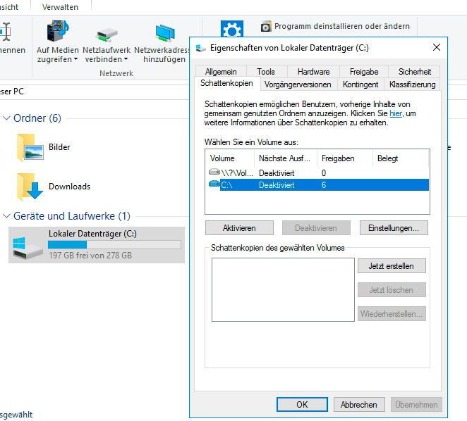Schattenkopien schützen Dateiserver, Arbeitsplatzrechner und auch private Rechner vor Ransomware. Dazu muss die Funktion jedoch aktiviert werden. (Thomas Joos)