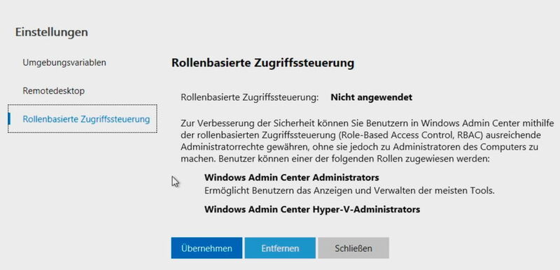 Das Windows Admin Center verfügt auch über eine rollenbasierte Zugriffssteuerung. (Joos / Microsoft)