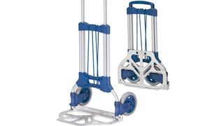 Der Paketroller 1732 von Fetra punktete im Test damit, dass er sich einfach zusammenklappen lässt und leicht zu transportieren ist. Bild: Fechtel Transportgeräte (Archiv: Vogel Business Media)