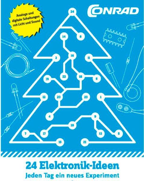 „Conrad Adventskalender 2021“: Zu Heiligabend erhält der Nutzer eine Schaltung, die ein buntes Flackern vieler LEDs erzeugt und an den Weihnachtsbaum gehängt werden kann. (Bild: Conrad)