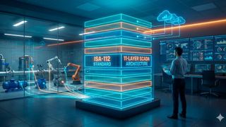 Strukturierte Automatisierung: Das neue 11-Schichten-Referenzmodell der ISA-112 soll Ordnung in komplexe SCADA-Architekturen bringen und die Integration von Feldgeräten bis hin zur Cloud vereinheitlichen. (Bild: Nano Banana / KI-generiert)