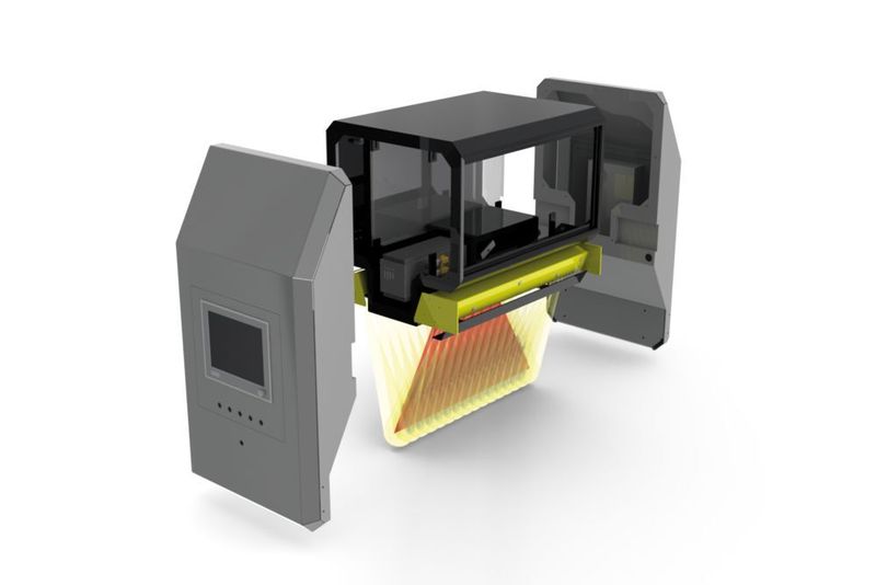 Prinzipieller Aufbau eines Hyper Spektral-Imaging-Systems, oder auch HSI-Scanmoduls von Steinert mit dem Kunststoffe im NIR-Bereich aufgenommen und analysiert werden. (Bild: Steinert Group)