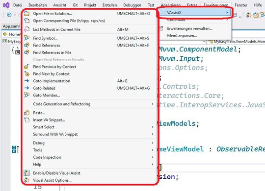 Funktionen des Refactoring-Tools Visual Assist in Visual Studio.(Bild:  Krypczyk & Bochkor / Microsoft)