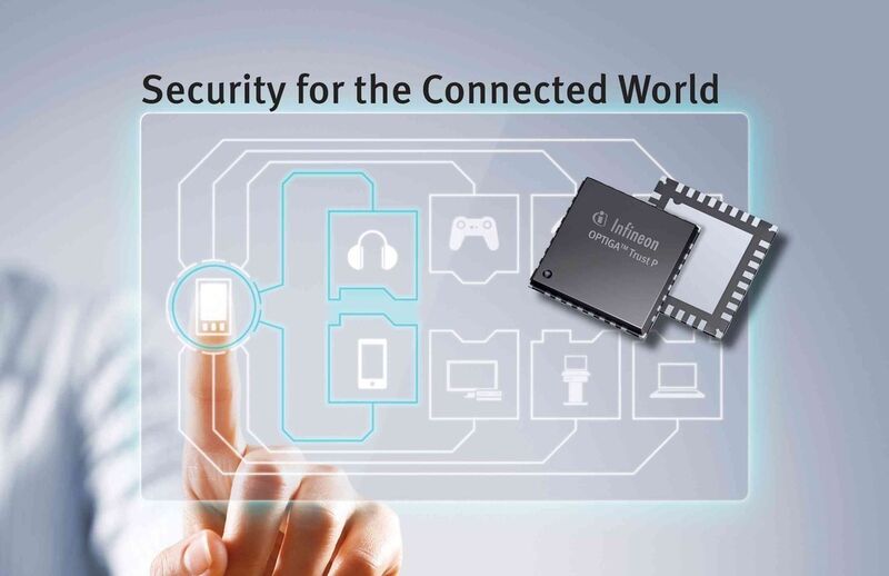 Mit den Optiga Trust E/P Sicherheitscontrollern  können sich auch komplexere elektronische Geräte sicher in vernetzten Systemen authentifizieren. Die Sicherheitschips generieren und speichern Verschlüsselungscodes, die helfen das Gerät vor Schadsoftware zu schützen und Software-Updates abzusichern. (Infineon Technologies)