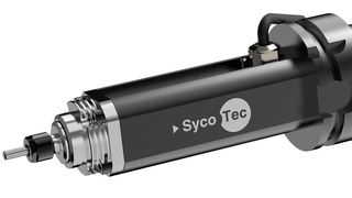 Die Hochfrequenz-Motorspindel 4015 DC mit der HSK-63-Werkzeugaufnahme soll nun noch schnellere Werkzeugwechsel ermöglichen. (Bild: Sycotec)
