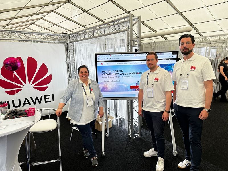 Das Huawei Team (v. l.) Olivera Bugarski, Christian Heister und Patrick Schmitt. (Bild: Vogel IT-Medien)