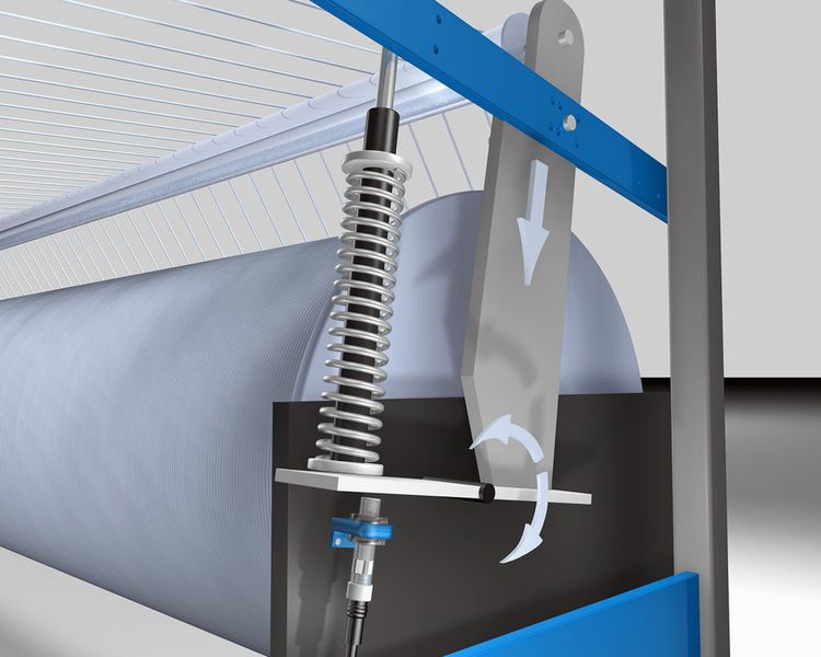 Fadenspannungsregelung in einem automatisierten Webstuhl mit messenden Induktivsensoren (Archiv: Vogel Business Media)