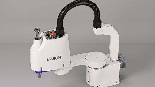 Die Epson-Scara-Roboter GX4 und GX8 besitzen besonders steife Armprofile und erreichen dank gebogenem erstem Armabschnitt ohne zeitraubendes Umschwenken einen besonders grossen Arbeitsbereich. Die Epson-Scara-Roboter GX4 und GX8 besitzen besonders steife Armprofile und erreichen dank gebogenem erstem Armabschnitt ohne zeitraubendes Umschwenken einen besonders grossen Arbeitsbereich.