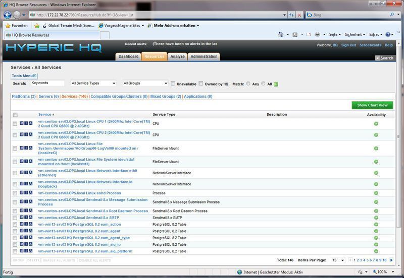 Eine Liste sämtlicher Dienste, auf den im Netz vorhandenen Rechnern; Screenshot: Güttich (Archiv: Vogel Business Media)