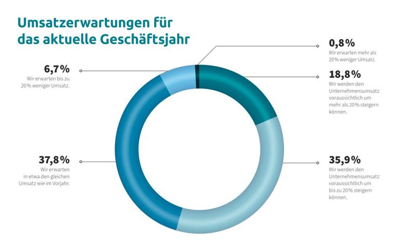 Ungefähr ein Drittel der IT-Dienstleister rechnet damit, im aktuellen Geschäftsjahr den Umsatz um mehr als 20 Prozent zu steigern.  (Bild:  IT-Servicepreisspiegel 2026 – Synaxon Akademie)