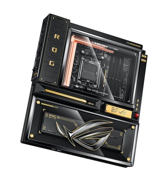 Das Mainboard ROG Crosshair X870E Edition 20 verfügt über eine integrierte AIO-Kühlarchitektur. (Bild: Asus)