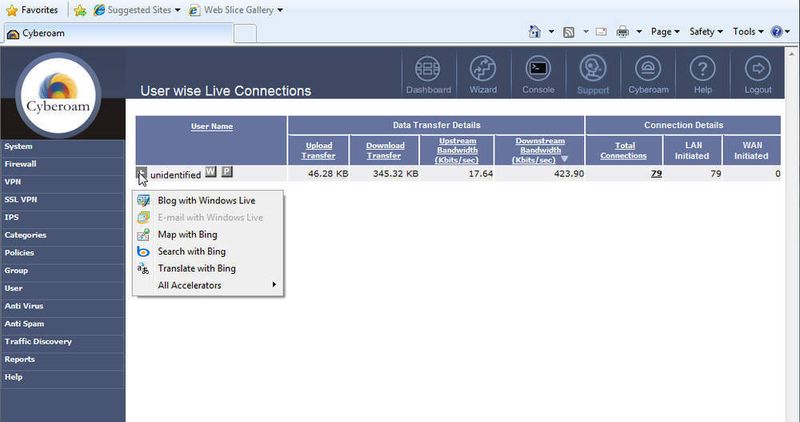 Cyberoam unterstützt neueste Techniken. Die Kommunikation mit den Benutzern kann beispielsweise auch per Windows Live-Blogs erfolgen. (Archiv: Vogel Business Media)