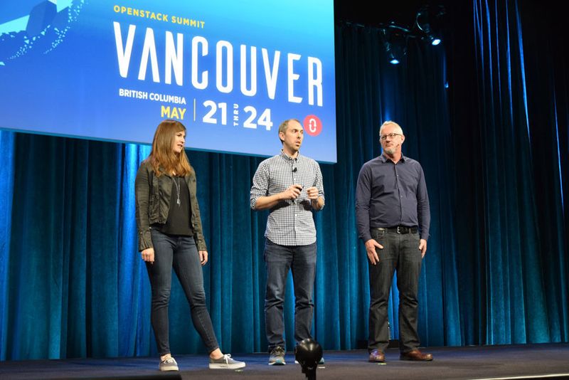 Die Führungsriege der OpenStack Foundation: Lauren Sell (Marketing und Community), Jonathan Bryce (President) und Mark Collier (COO) (Ludger Schmitz / CC BY 3.0)