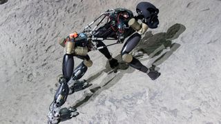 Vom hochspezialisierten Roboter zum flexiblen rekonfigurierbaren System: Der hominide Roboter Charlie ist dank modularer, biologisch inspirierter Sturkturelemente äußerst flexibel. (DFKI, Thomas Frank)