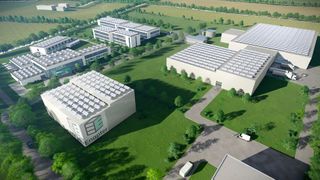 Enapter baut ab September, wie es heißt, diese bereits angekündigte Wasserstoff-Elektrolyseanlage, die 300 Arbeitsplätze bringt. Die Generalplanung übernimmt die Goldbeck GmbH.  (Goldbeck)