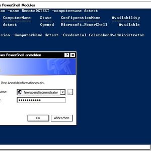 Abbildung 1: Einrichten einer neuen PowerShell-Sitzung mit New-PsSession und Anmelden auf dem Remote-Server