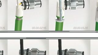 Kunststoff, Metall, Kunststoff – nahtlos und absolut sicher – die Advanced Shielding Technology ermöglicht eine robuste und zuverlässige Daten-, Signal- und Leistungsübertragung. (Phoenix Contact)