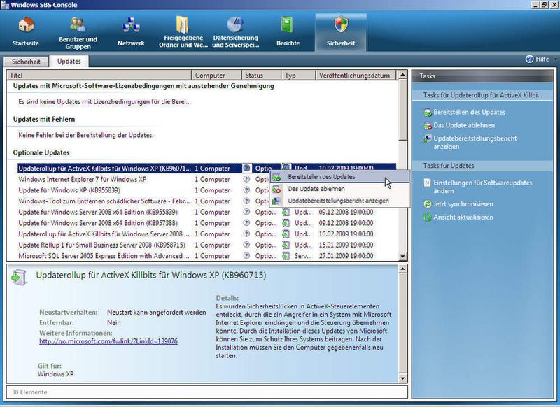 Abbildung 5: Windows-Updates verteilen beim SBS im Hintergrund die WSUS. (Archiv: Vogel Business Media)