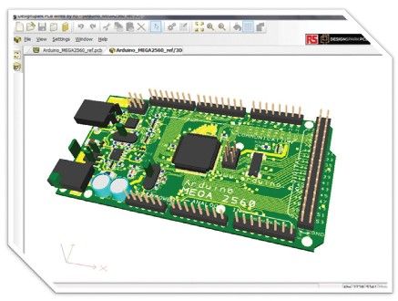 DesignSpark PCB – 3D-Ansicht: Sie können den Fortschritt Ihres Designs in Echtzeit anzeigen. Dabei führen Sie visuelle Prüfungen durch und erstellen Screenshots für die Projektdokumentation (Bild: RS Components)
