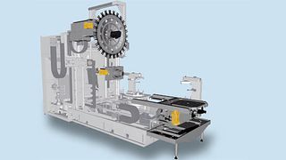 Mit 6 m um 1 m kürzer als die Vorgängermaschine mit Hydraulikausrüstung ist der elektrifizierte Specht 600 E von MAG. Nicht nur der Platzbedarf für die Hydraulikperipherie wird eingespart, auch die Zykluszeiten werden durch die schnelle Aktuierung verkürzt und somit die Produktivität erhöht. (Bild: MAG)