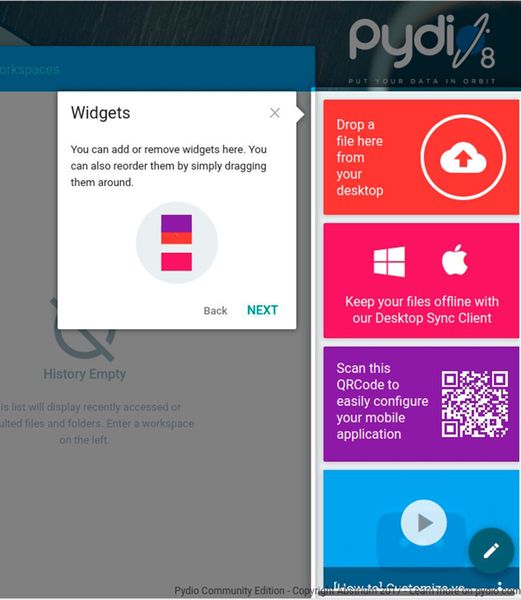 Widgets erweitern die Funktionen von Pydio.  (© Pydio/Joos)