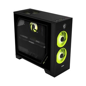 Bei der hinter dem tranparenten Seitenpanel sichtbaren Grafikkarte ist die Maximalkonfiguration eine MSI-Karte mit Nvidia GeForce RTX 5070 Ti.  (Bild: MSI)