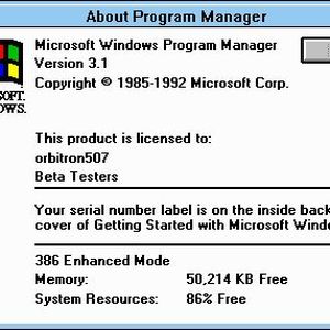 About-Info der Beta-Version von Windows 3.1 für Workgroups.(Bild:   / CC0)