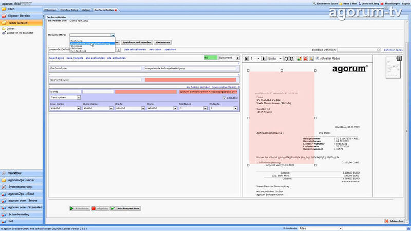 Im Screenshot zu sehen: Das Einrichten des Formulars im Agorum Core DocForm Trainer. (Archiv: Vogel Business Media)