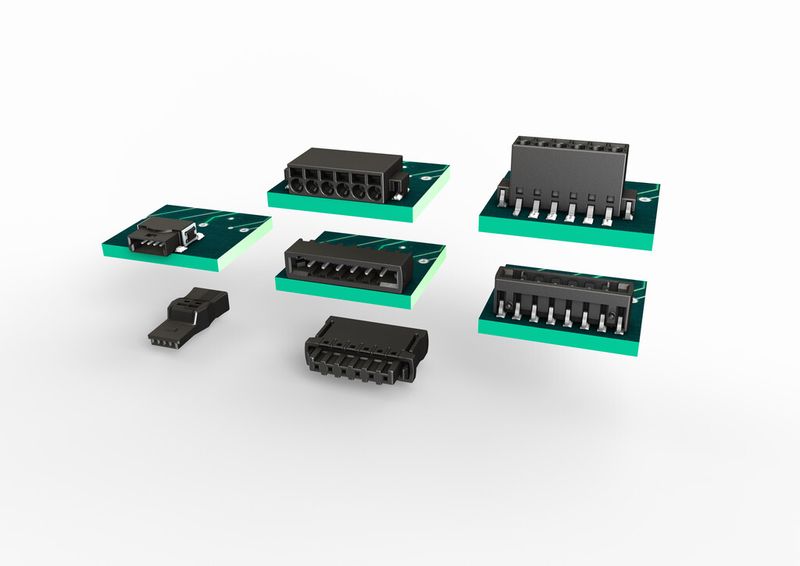 Übertragen werden können so Ströme bis 4 A – je nach Anschlussquerschnitt. Weitere Produkte der Familie sind mit den Rastermaßen 2,54, 3,50/3,81 und 5,00/5,08 mm in gerader und abgewinkelter Ausführung mit maximal 20 Polen erhältlich. (Bild: Harting)