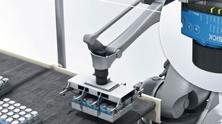 Optischen und kamerabasierten Systeme des Sick-Portfolios Robot Vision sind die Augen des Roboters. Die Sichtführung ist dabei in 2D und 3D möglich. (Sick)