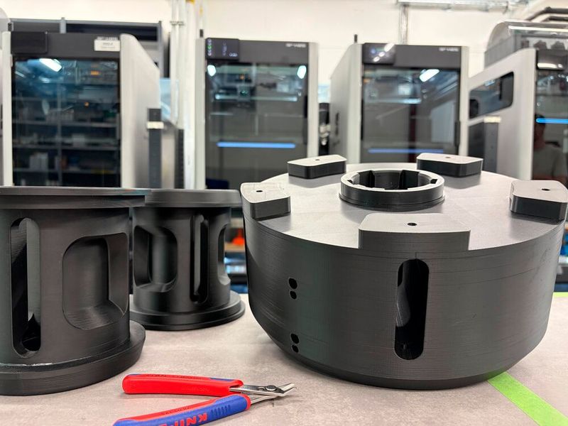 Machine parts printed with Luvocom 3F (Source: Lehvoss)