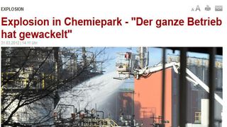 Bei einem Feuer im Chemiepark Marl kamen zwei Mitarbeiter ums Leben. (Screenshot: www.derwesten.de)