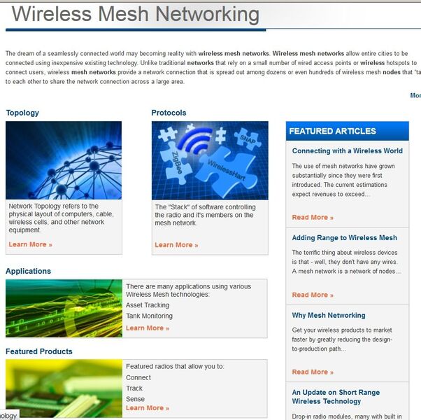 Mouser Technologiy-Site: Wireless Mesh Networking (Bild: Mouser)
