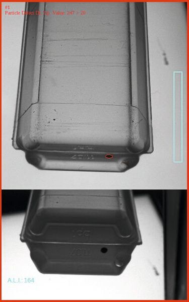 Exemples de différents défauts : taches sur l’ampoule (à gauche), saleté dans l’ampoule (à droite). (Source : Aspen NDB)
