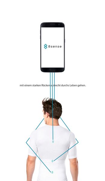 Analyse des Rückens durch das Smart-Textile mit drei Sensoren und Übertragung der Daten an die App. (Eura AG)